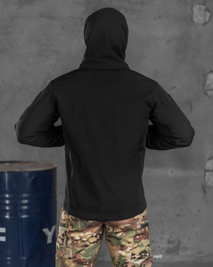 Куртка мужская военная с капюшоном, куртка черная Softshell на флисе для военослужащих весенняя 3XL - фото 2 - id-p2092450575