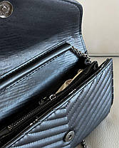 Жіноча сумка YSL Monogram Chain Wallet Black екошкіра крос боді чорна 2 відділення на ланцюжку YSL, фото 5