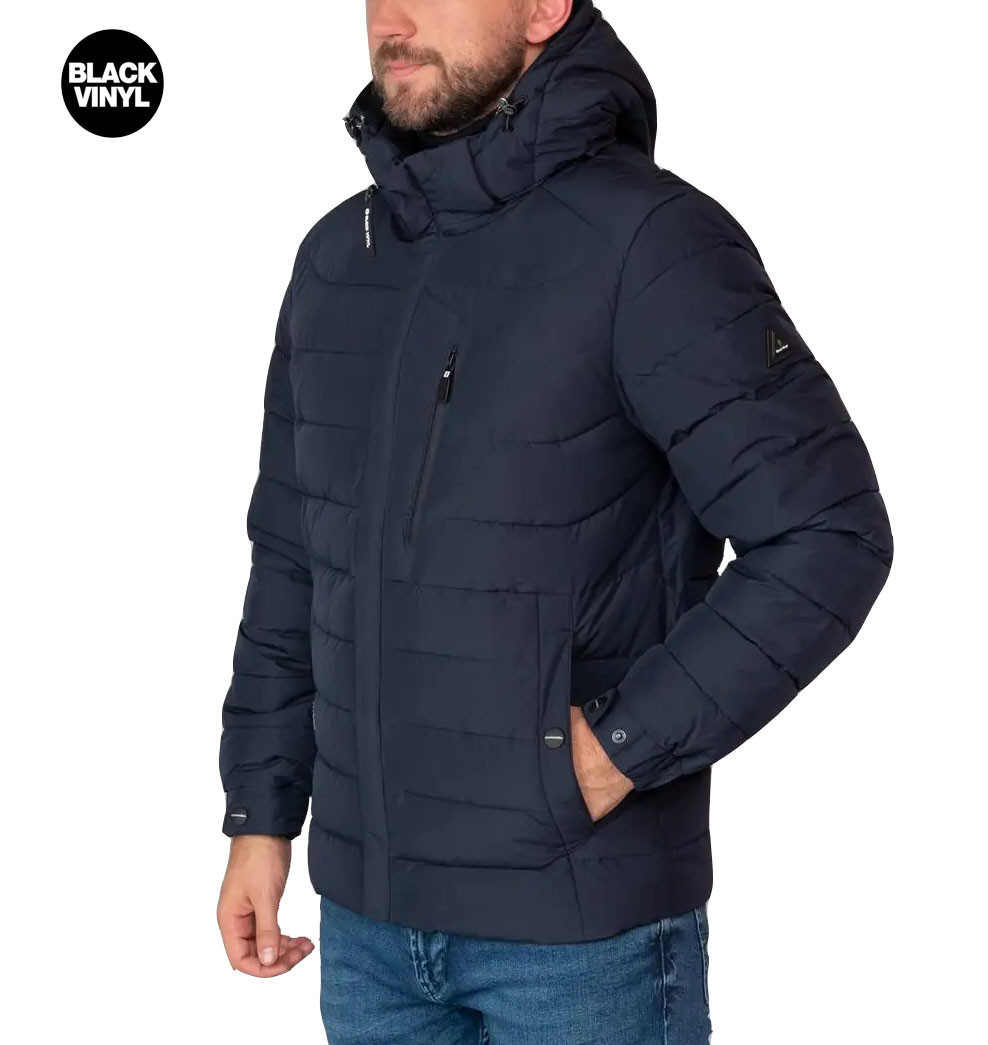 Чоловіча тепла зимова куртка Black Vinyl, чоловічі зимові куртки чорний. Чоловічий одяг, фото 1