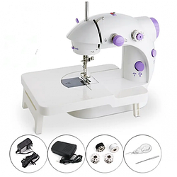 Портативна швейна машинка Mini Sewing SM202A зі столом 4 в 1 адаптером 220 В і педаллю