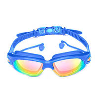 Очки для плавания с берушами, защита от УФ Anti-Fog, KH76-A, синие h
