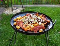 Сковорода для багаття 30 см із кришкою Тарілка для смаження на багатті Сковорода мангал із диска борони, фото 4