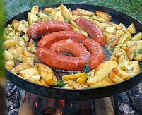 Сковорода для багаття 30 см із кришкою Тарілка для смаження на багатті Сковорода мангал із диска борони, фото 7