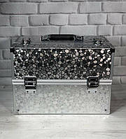 Бьюти-кейс (сумка, чемодан) для мастера маникюра и визажиста алюминиевый с раздвижными полками (серебро)