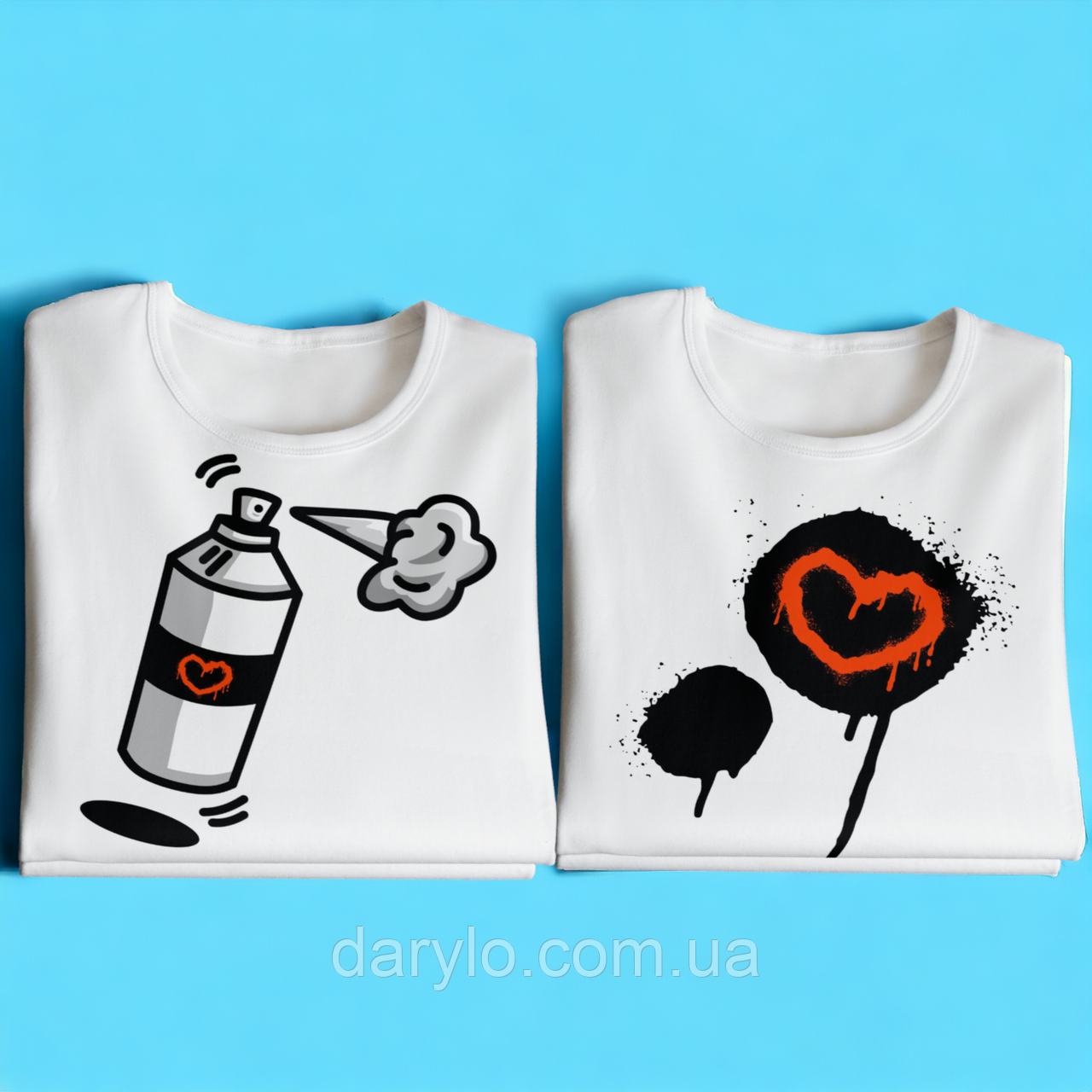 "Балончик і фарба" набір парних футболок для закоханих
