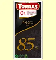 Шоколад черный 85% какао Torras без сахара, без глютена, 75г. Торрас Испания