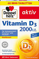 Вітаміни Доппельгерц Вітамін D3 2000 м.о. Doppelherz Vitamin D3 2000 I. E., 60 шт.