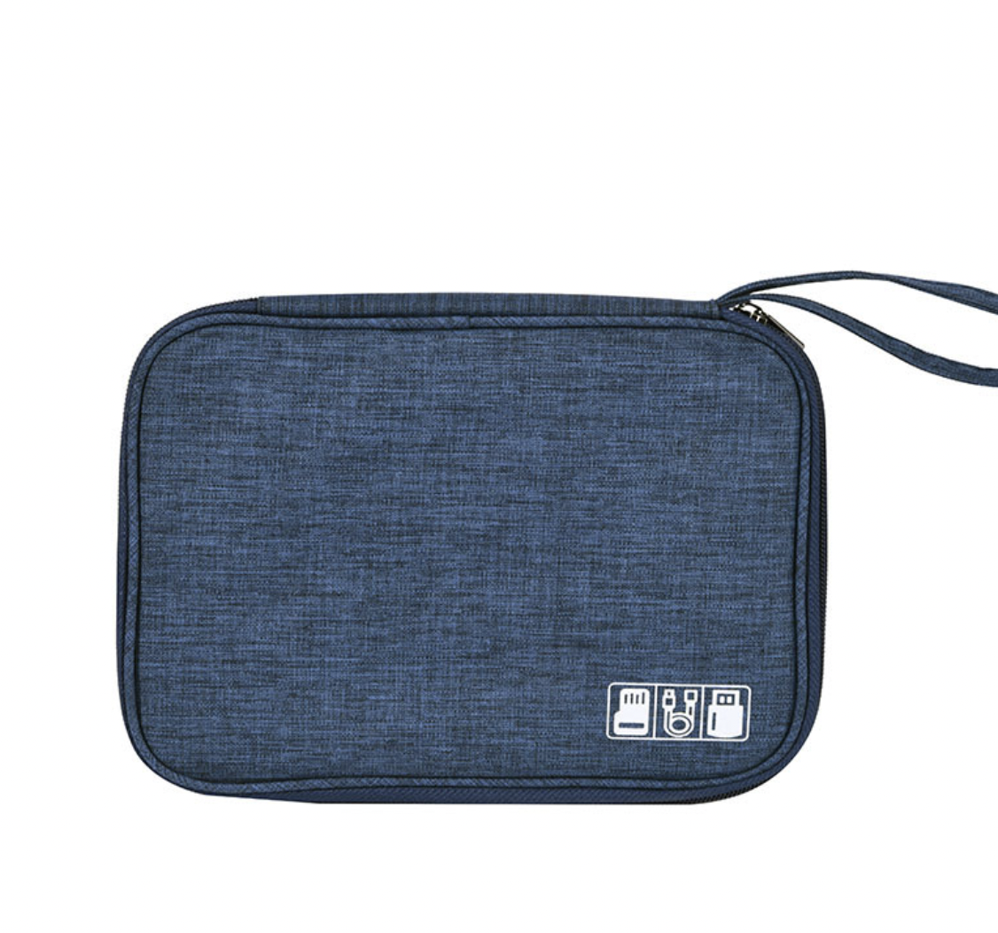 Сумка-кейс для кабелів,флешок / Дорожній органайзер для проводів Синій, фото 1