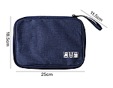 Сумка-кейс для кабелів,флешок / Дорожній органайзер для проводів Синій, фото 9