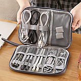 Сумка-кейс для кабелів,флешок / Дорожній органайзер для проводів Синій, фото 3