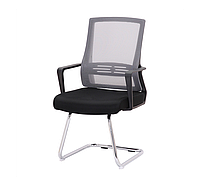 Кресло конференционное Асти CF хром сиденье ткань черная спинка сетка серая(АКЛАС-ТМ)