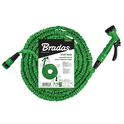 Шланг для поливу, що розтягується, 7-22 м, пістолет 7 режимів, комплект, зелений TRICK HOSE Bradas