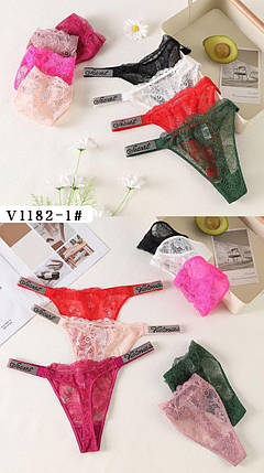 Стринги мереживні з написом Victoria's Secret, фото 3