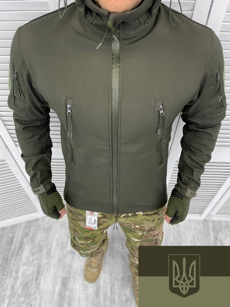 Тактична куртка Софтшелл олива Військова Армійська куртка чоловіча Осінь Зима Куртка на флісі Розміри S L XL XXL