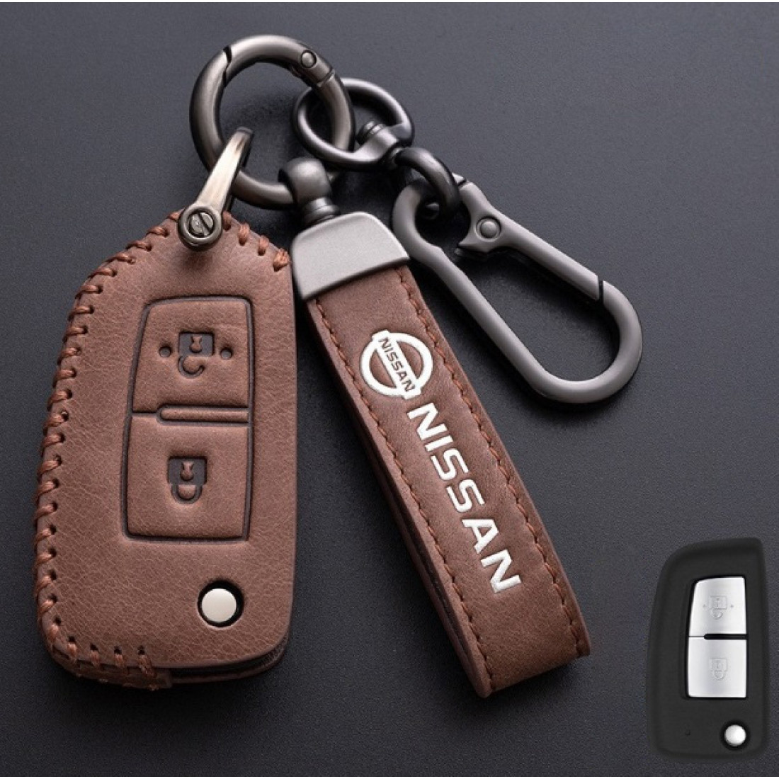 Чохол для автомобільних ключів Nissan No2-2 Кнопки викидний Екошкіра, фото 1