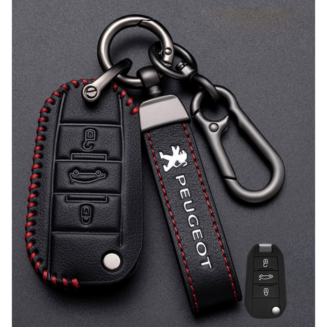 Чохол для автомобільних ключів Pegeout No3-3 Кнопки викидний Екошкіра, фото 1