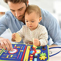 Дитяча розвивальна сумочка Lesko 5462 Blue бізіборд монтессорі-іграшка для малюків моторику та сенсорику, фото 5