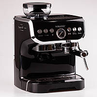 Потужна кавоварка професійна Sokany SK-6866 1560 Вт з кавомолкою, Електрична кавоварка для свіжого