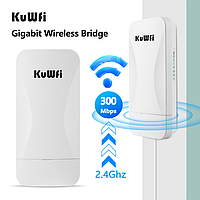 2 шт. Беспроводной мост KuWFi 1 2 км 2.4G 300 Мбит/с CPE Ретранслятор Наружная точка доступа