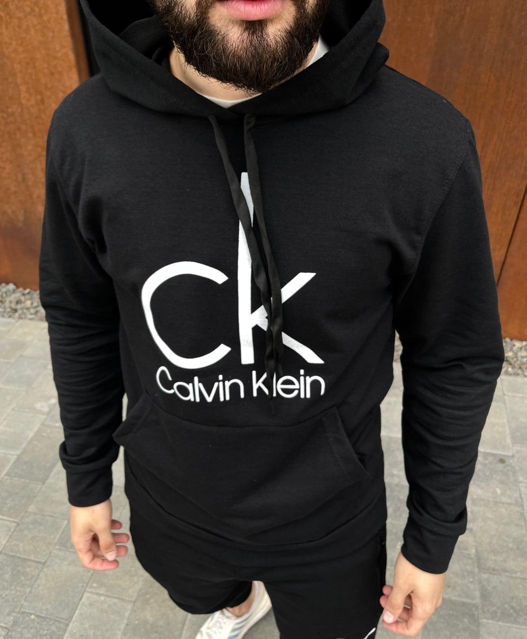 Чоловіче худі Calvin Klein чорне весняне осіннє Толстовка унісекс Кельвін Кляйн