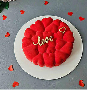 Топери міні для торта "Amour, Love, люблю" золото та срібло, 12 штук, фото 4