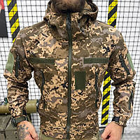 Армейская куртка с капюшоном пиксель, тактическая водоотталкивающая куртка на флисовой подкладке