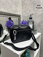 Ультра модная мини-сумка клатч удобная на ремешке через плечо. черная