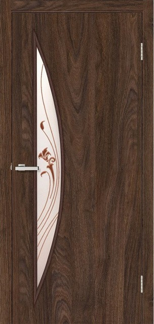 Двері міжкімнатні MSDoors Orlando Бук темний (скло сатин з малюнком), фото 1