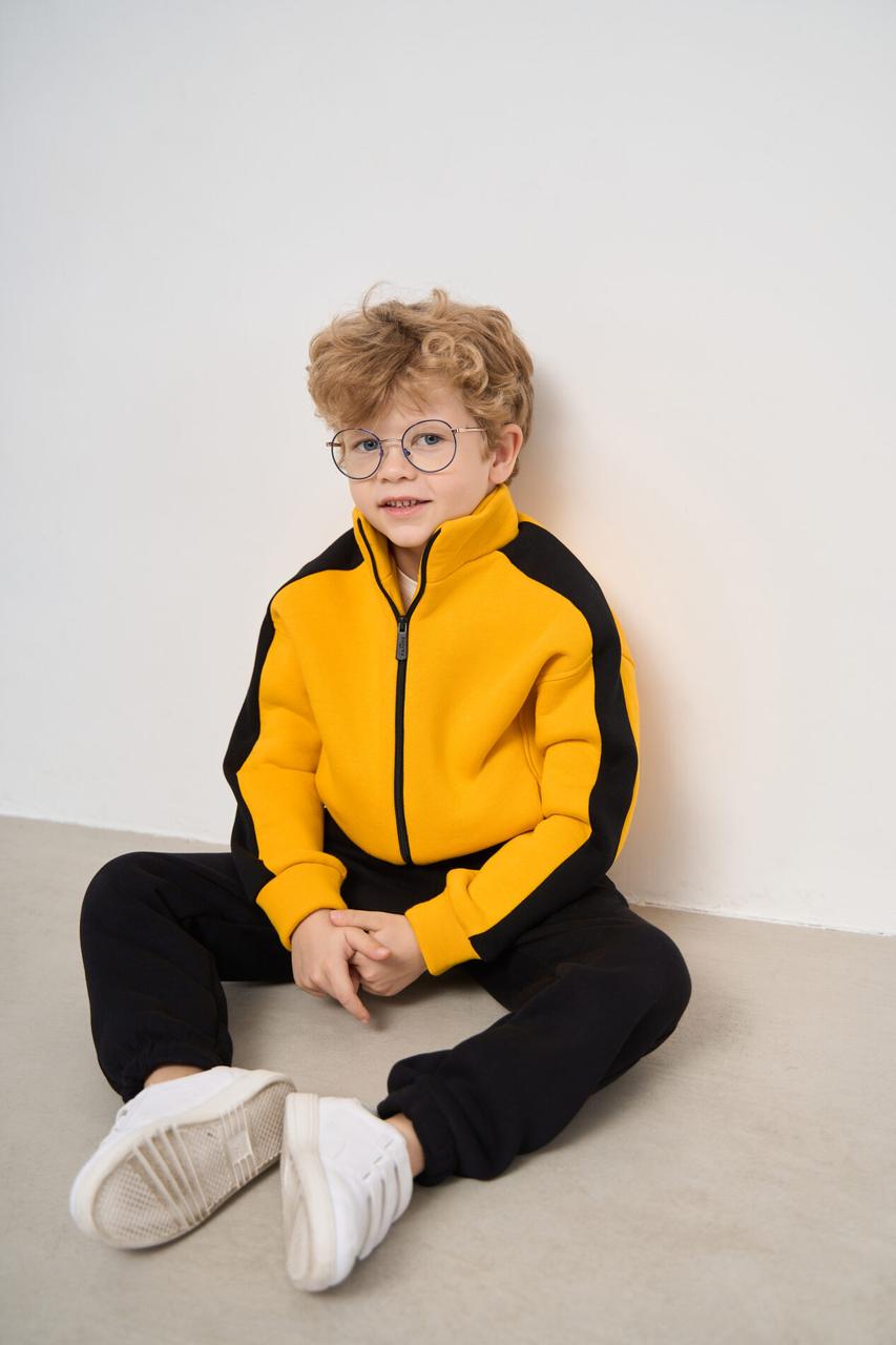 Теплий костюм стойка на замку для хлопчика Fleece Air Чорний+ Жовтий - фото 4 - id-p2092562131