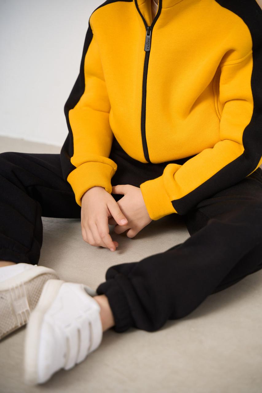 Теплий костюм стойка на замку для хлопчика Fleece Air Чорний+ Жовтий - фото 2 - id-p2092562131