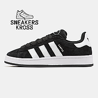 Женские кроссовки Adidas Campus Black White, Кеды Адидас Кампус черные, Originals campus 00s cloud