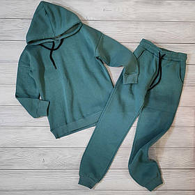 Теплий м'ятний спортивний костюм на дівчинку з флісом