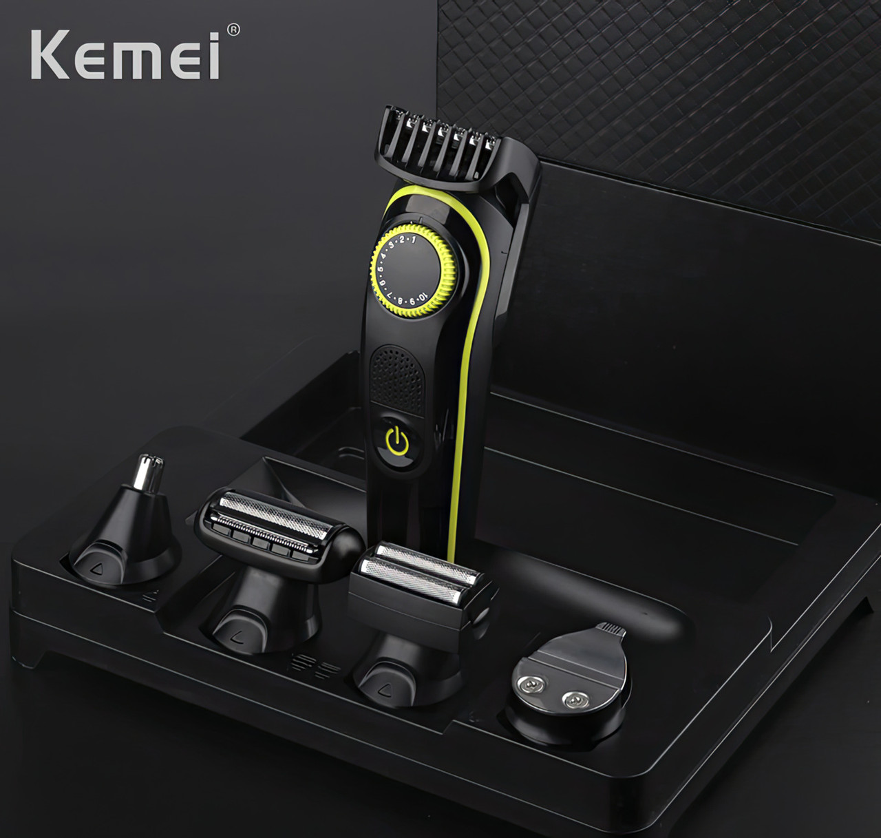 Машинка для бритья аккумуляторная Kemei KM-696 Kit 5in1 машинка для бороды, триммер для стрижки волос (GK) - фото 1 - id-p2092568716
