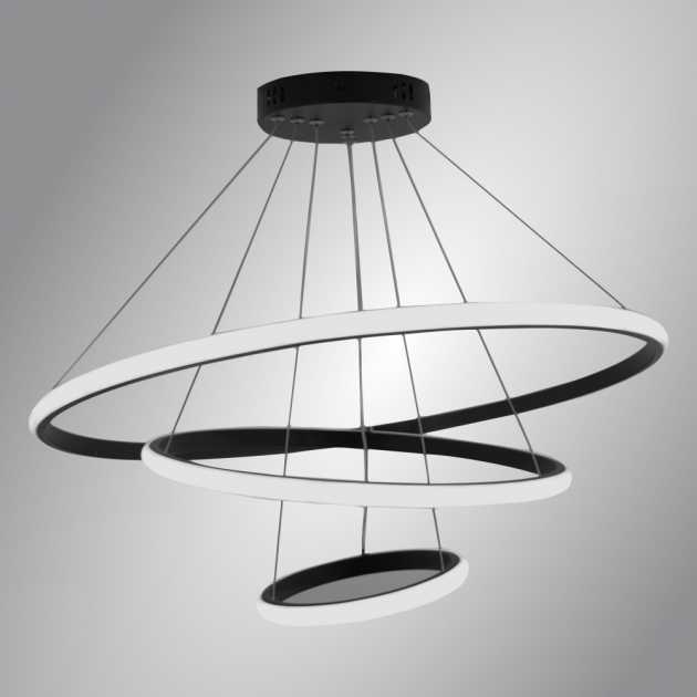 Люстра світлодіодна керована LATTE 75W 3R-ON/OFF-600-1100-BLACK/WHITE-220-IP20 без пульту, фото 1