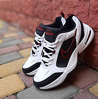 Мужские кроссовки Nike Air Monarch IV весна-осень демисезонные (белые с черным). Найк аир монарх