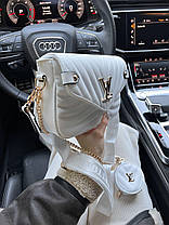Жіноча сумка Louis Vuitton Wave White Крос боді чорна 2 відділення з ланцюжком і гаманцем LV, фото 3