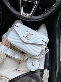 Жіноча сумка Louis Vuitton Wave White Крос боді чорна 2 відділення з ланцюжком і гаманцем LV