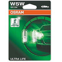 Лампа Osram накаливания 12V W5W 5W W2,1x9,5d Ultra Life (2шт) (OS_2825_ULT-02B)