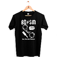 Футболка чорна з оригінальним принтом "БДСМ. Секс. Біль і насолода. БДСМ" Push IT. Футболки 18+