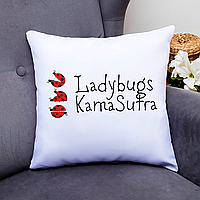 Подушка декоративная с оригинальным принтом "Ladybugs Kama Sutra. Божьи коровки Кама Сутра" Push IT