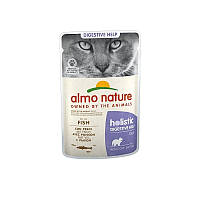 Влажный корм с рыбой для кошек с чувствительным пищеварением кусочки в желе Almo Nature Holistic Digestive