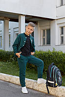 Спортивний костюм для хлопчика з петлі Бомбер + Джогери Fly UA Kids Зелений