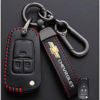 Чехол для автомобильных ключей Chevrolet №1-3 выкидной Кнопки Эко кожа