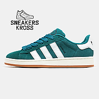 Жіночі кросівки Adidas Campus Dark Green White, Кеди Адідас Кампус зелені, Originals campus 00s cloud