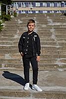 Спортивний костюм для хлопчика з петлі Бомбер + Джогери Fly UA Kids Чорний