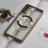 Чехол для Samsung S20 FE. Золотой глянцевый цвет, с защитой камеры