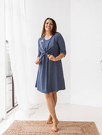 Туніка з рукавом та зав'язками для вагітних та годуючих Nicoletta розмір M (44-46) Синій