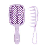 Набір для укладання волосся Hots Professioanl: щітка Superbrush & гребінець Akula Pastel Purple (HP86001P-PRL)