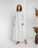 Ночная рубашка для беременных и кормящих длинная Nicoletta Мелкие цветочки размер S (42-44) Белый+Бирюзовый