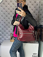 Женская модная бордовая сумка-рюкзак